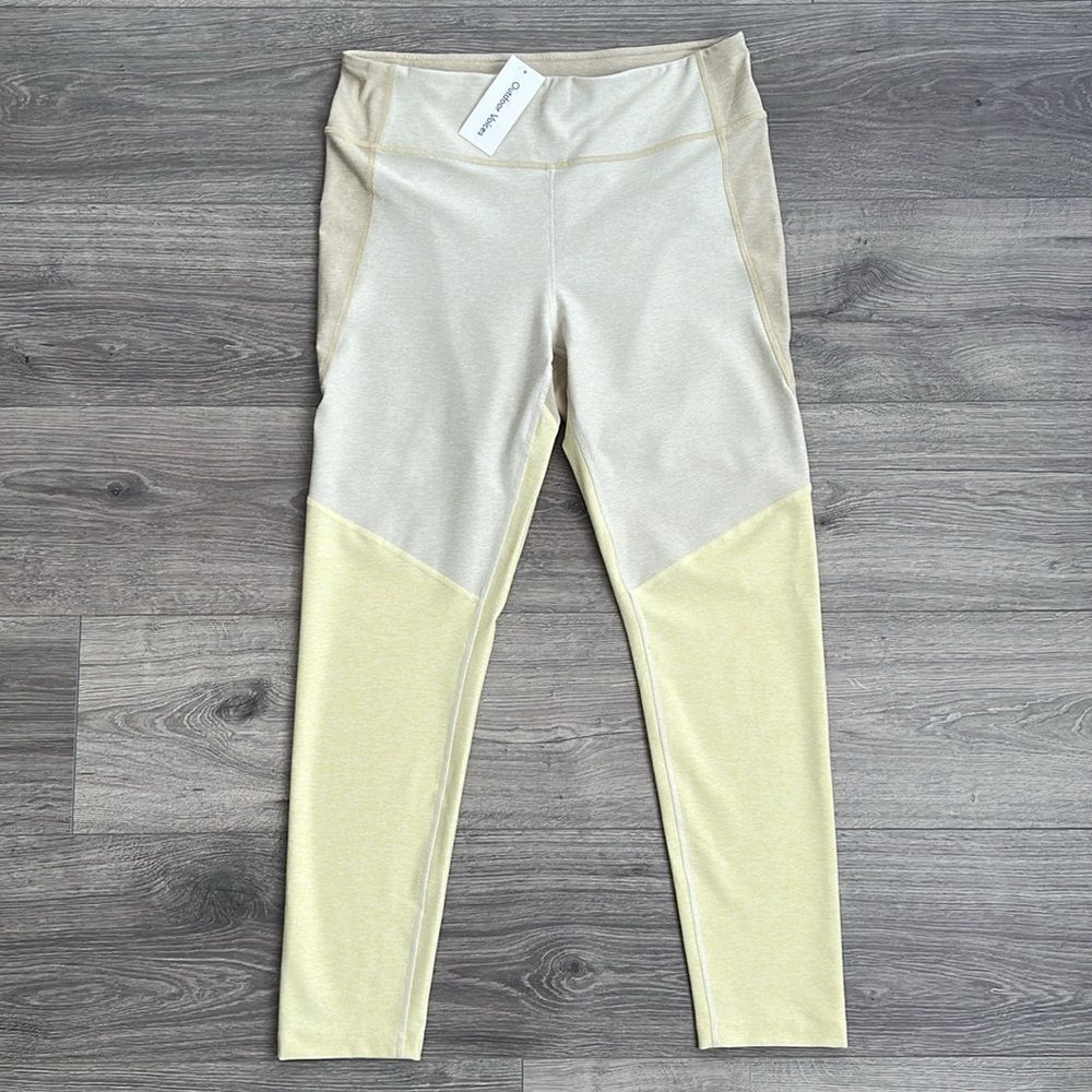 Outdoor Voices Warmup 7/8 Legging XL Tri-Tone Butter Yellow Neutral Tan Workout